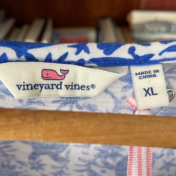 NWT Vineyard Vines Short Sleeve Blue Bahamas Otomi Swing Dress Women's Size XL - Picture 6 of 9